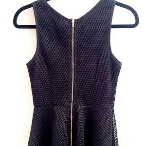 Black netted A line dress with gold back zipper